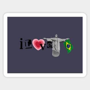 I Love Brazil Christ The Redeemer By Abby Anime(c) Sticker